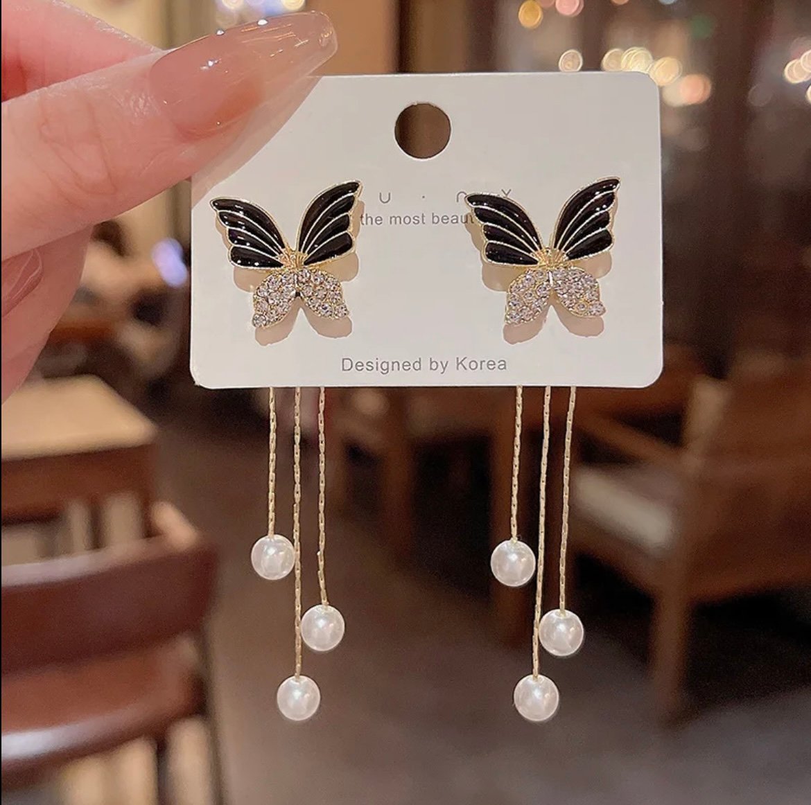 Black Butterfly Drop Earring